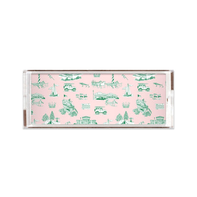 North Carolina Toile Lucite Tray Lucite Trays Pink Green / 11x4 Katie Kime