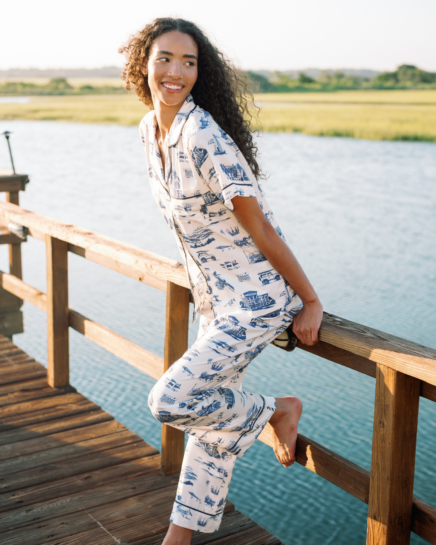 North Carolina Toile Pajama Pants Set Pajama Set Katie Kime