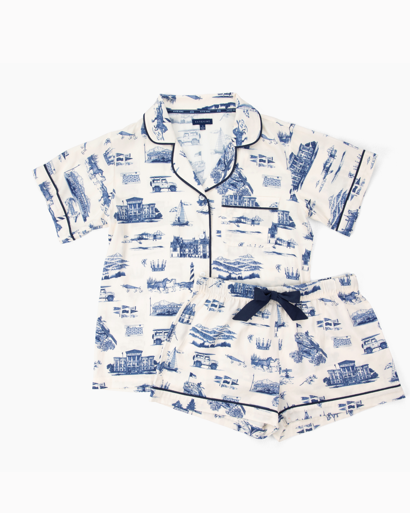 North Carolina Toile Pajama Shorts Set Pajama Set Katie Kime
