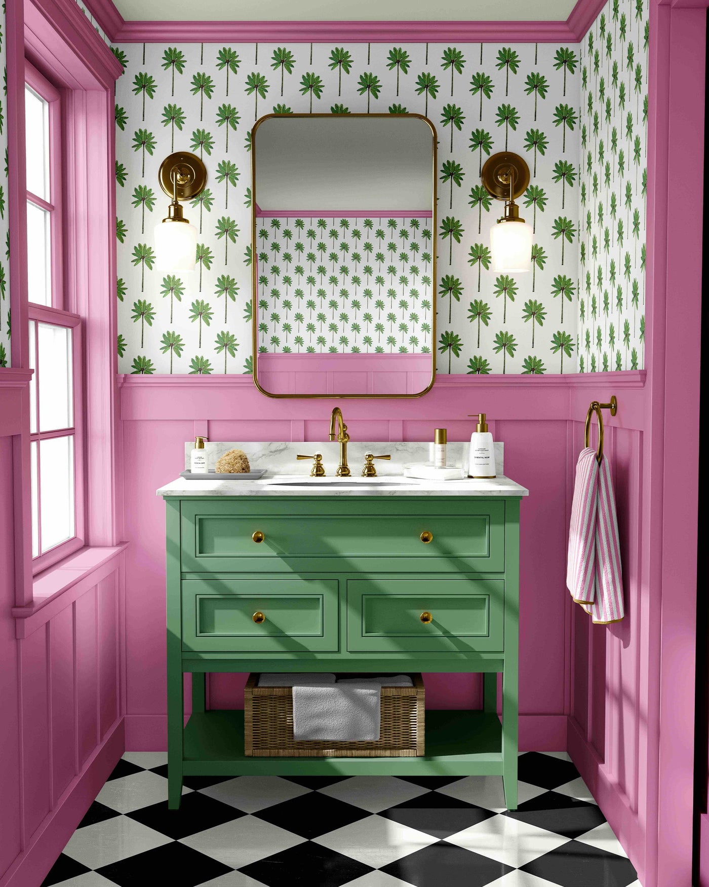 Palm Grove Peel & Stick Wallpaper Peel & Stick Wallpaper Green / Large Sample Katie Kime