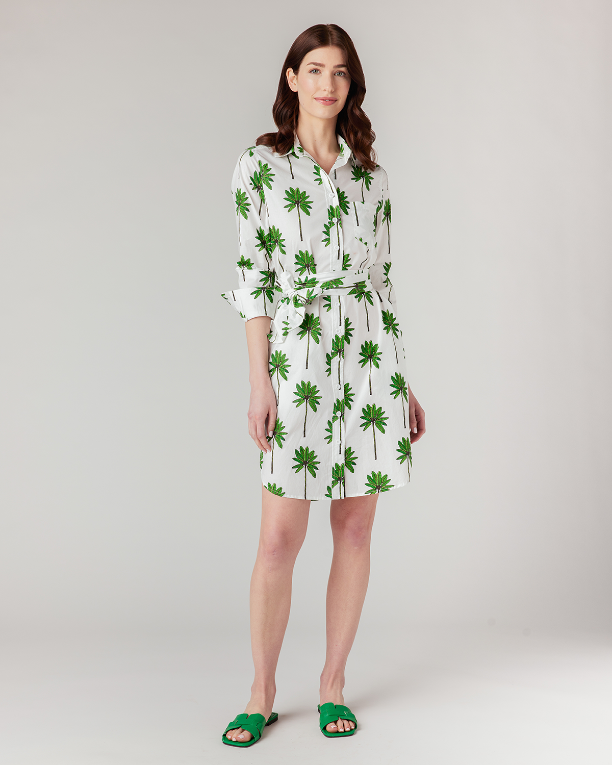 Palm Grove Sophia Shirtdress Dress Green / XS Katie Kime