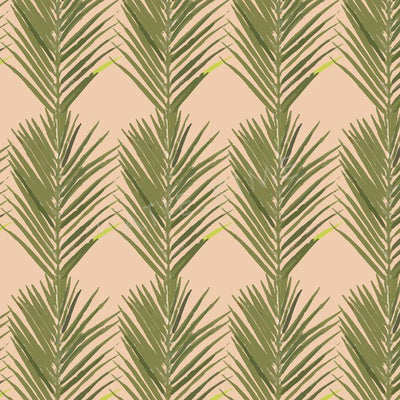 Palms Traditional Wallpaper Wallpaper Coral / Double Roll Katie Kime