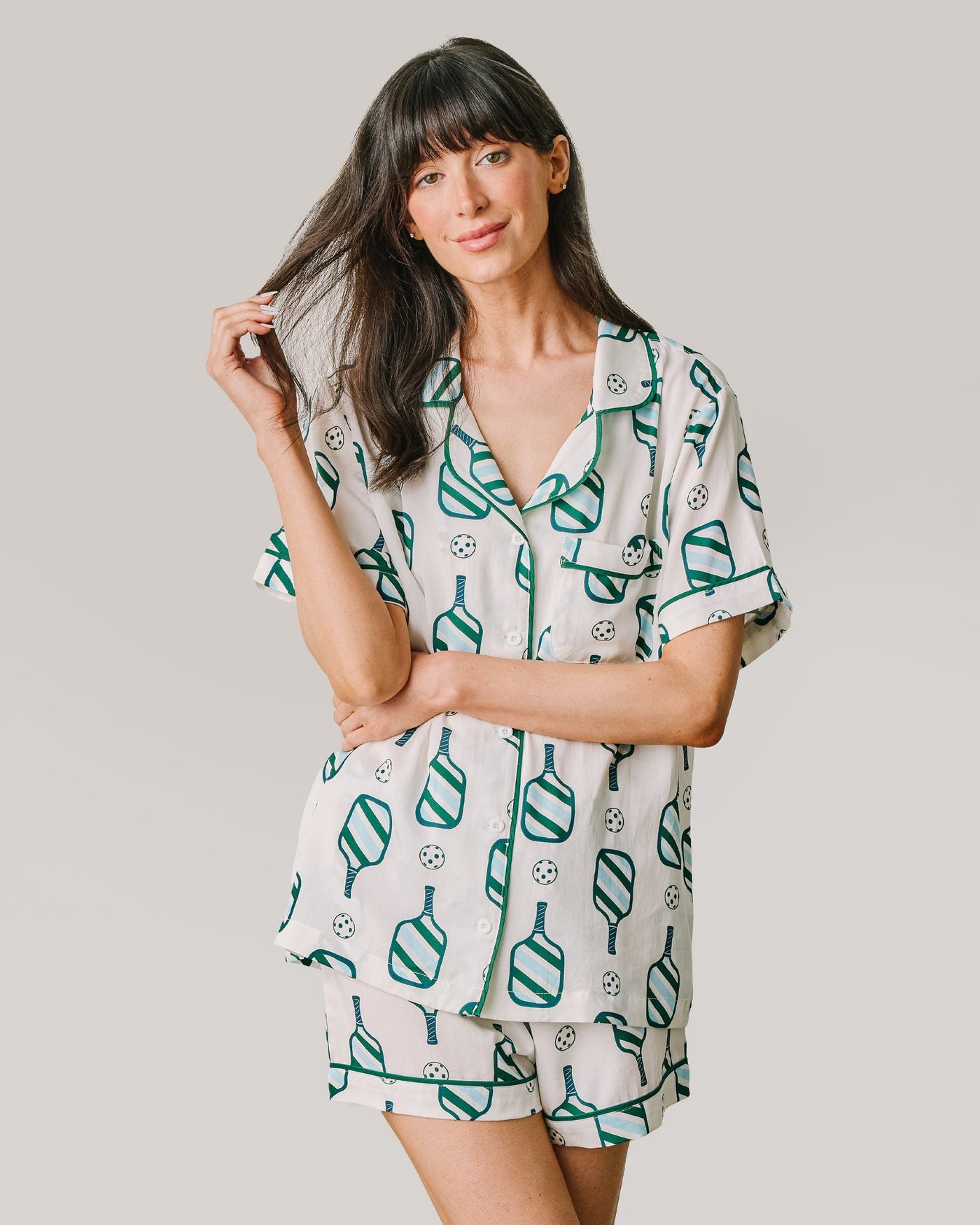 Pickleball Pajama Shorts Set Pajama Set Light Blue Hunter / XXS Katie Kime