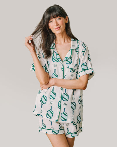 Pickleball Pajama Shorts Set Pajama Set Light Blue Hunter / XXS Katie Kime