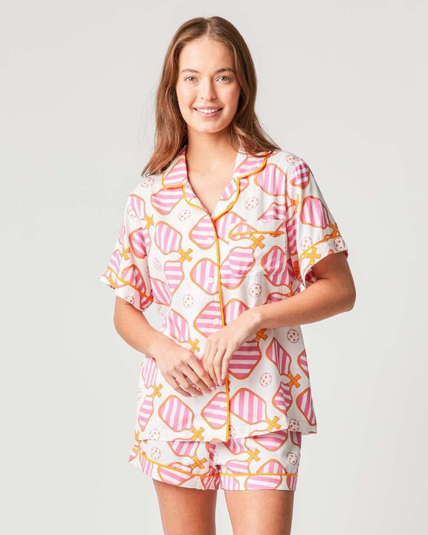 Pickleball Pajama Shorts Set Pajama Set Pink / XS Katie Kime