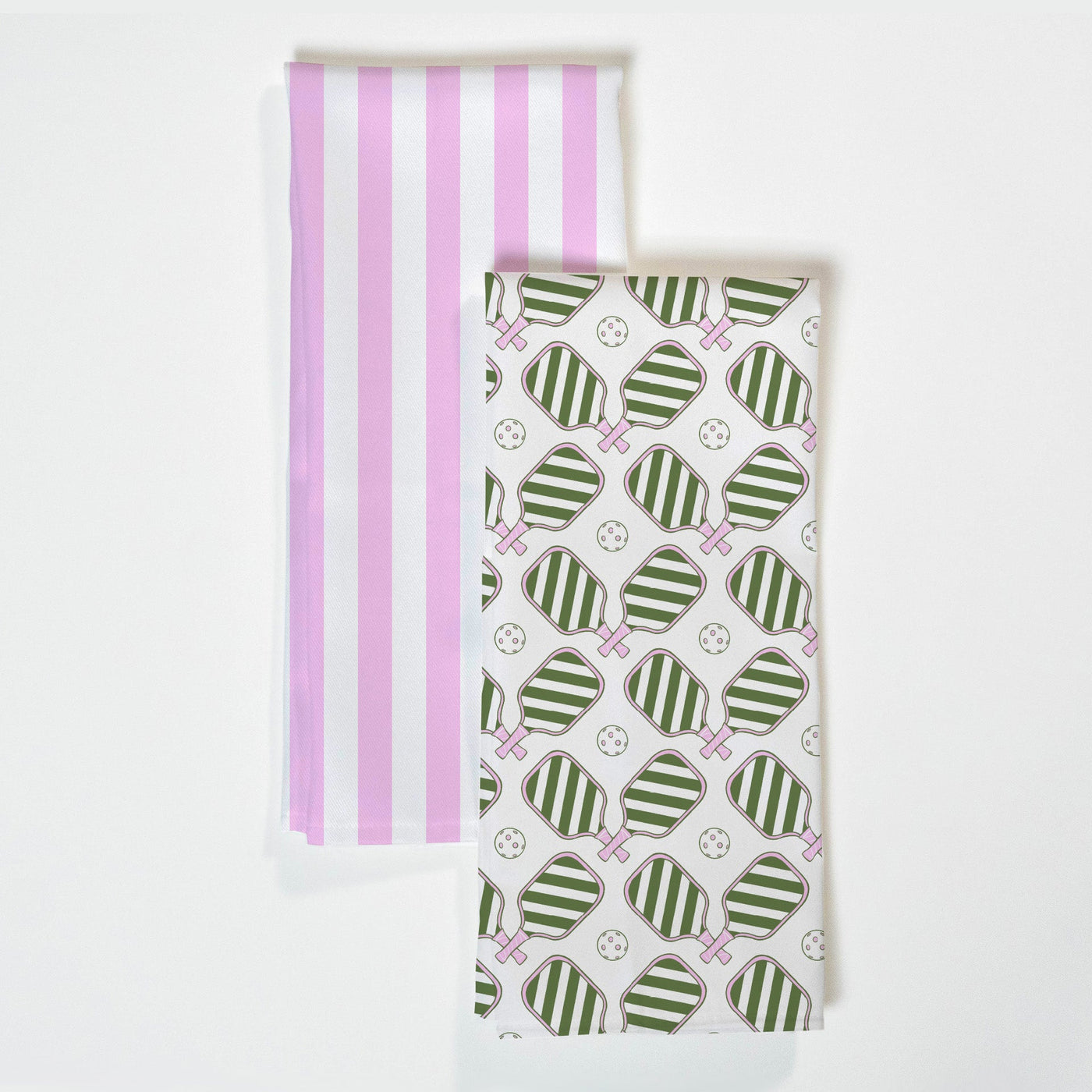 Pickleball Tea Towel Set Tea Towel Green Pink Katie Kime