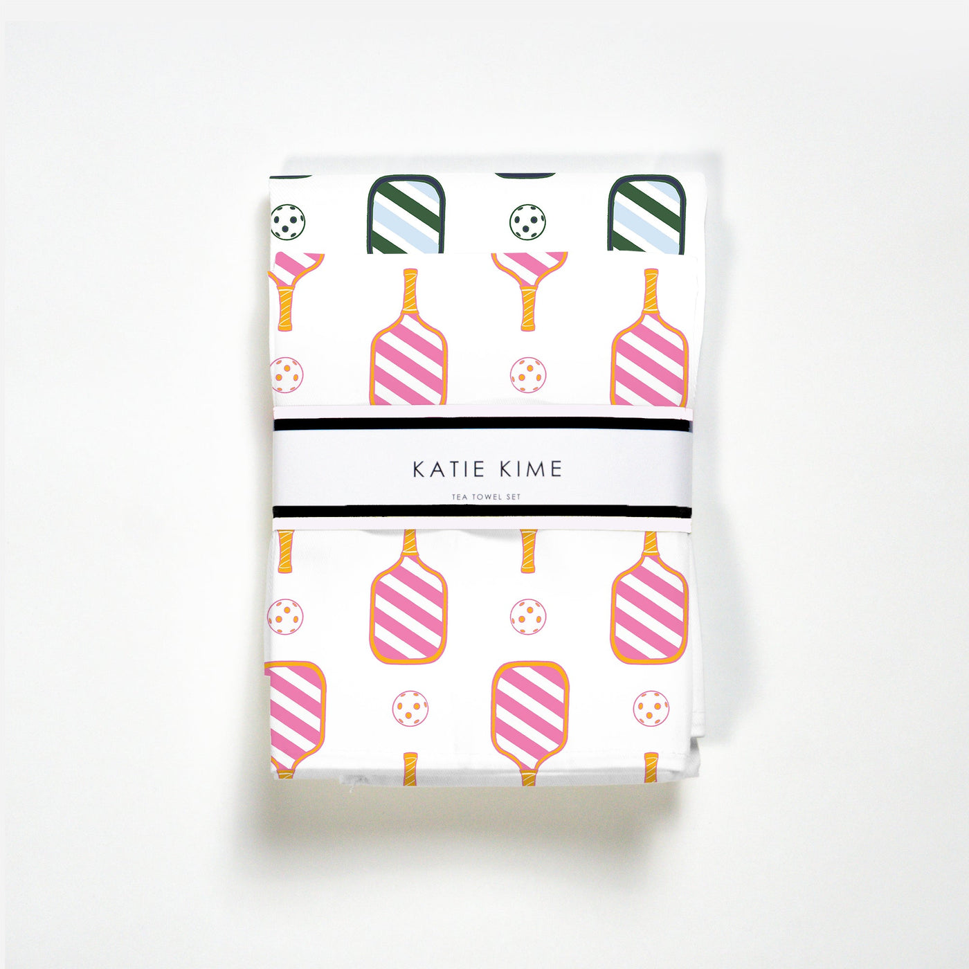 Pickleball Tea Towel Set Tea Towel Pink Green Katie Kime