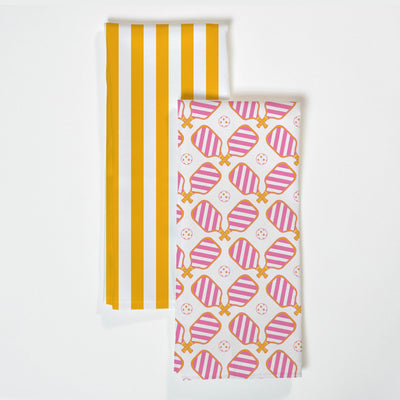 Pickleball Tea Towel Set Tea Towel Pink Orange Katie Kime