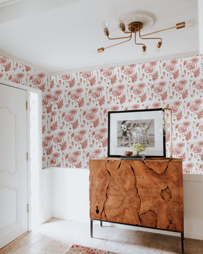 Poppy Traditional Wallpaper Wallpaper Pink / Large Sample Katie Kime