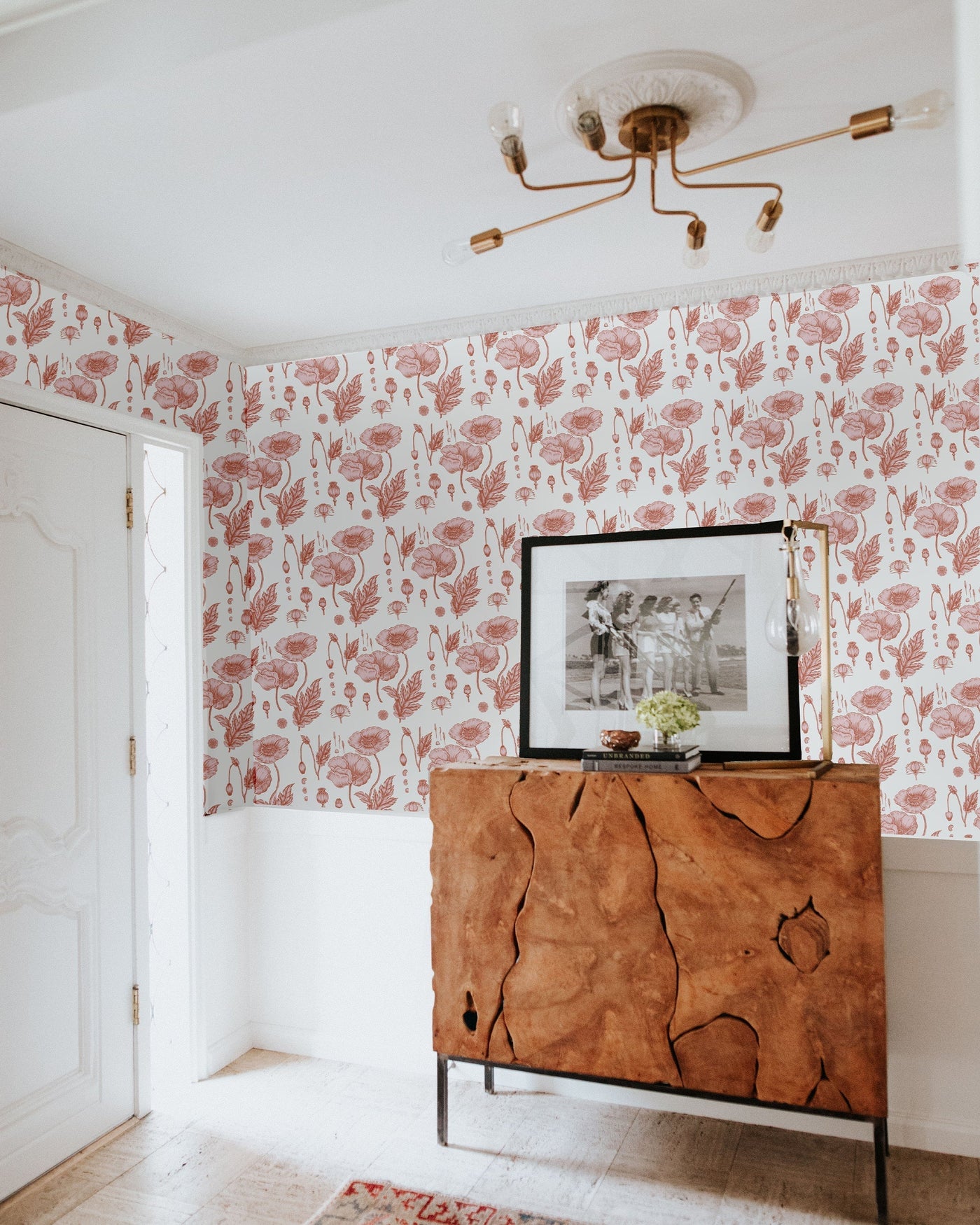 Poppy Traditional Wallpaper Wallpaper Pink / Single Roll Katie Kime