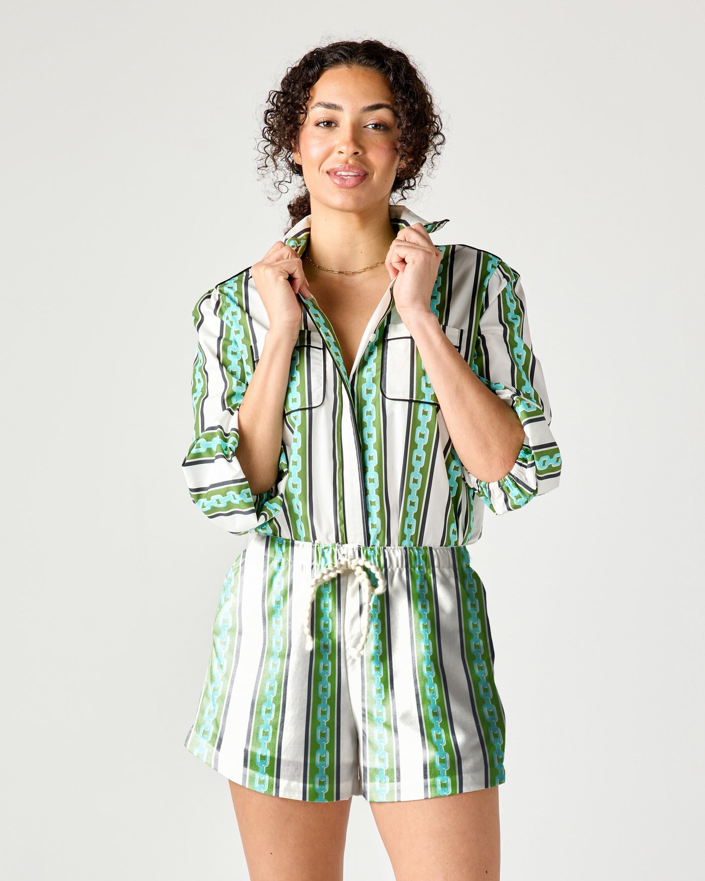 Quinn Top in Chain Stripe Top Katie Kime
