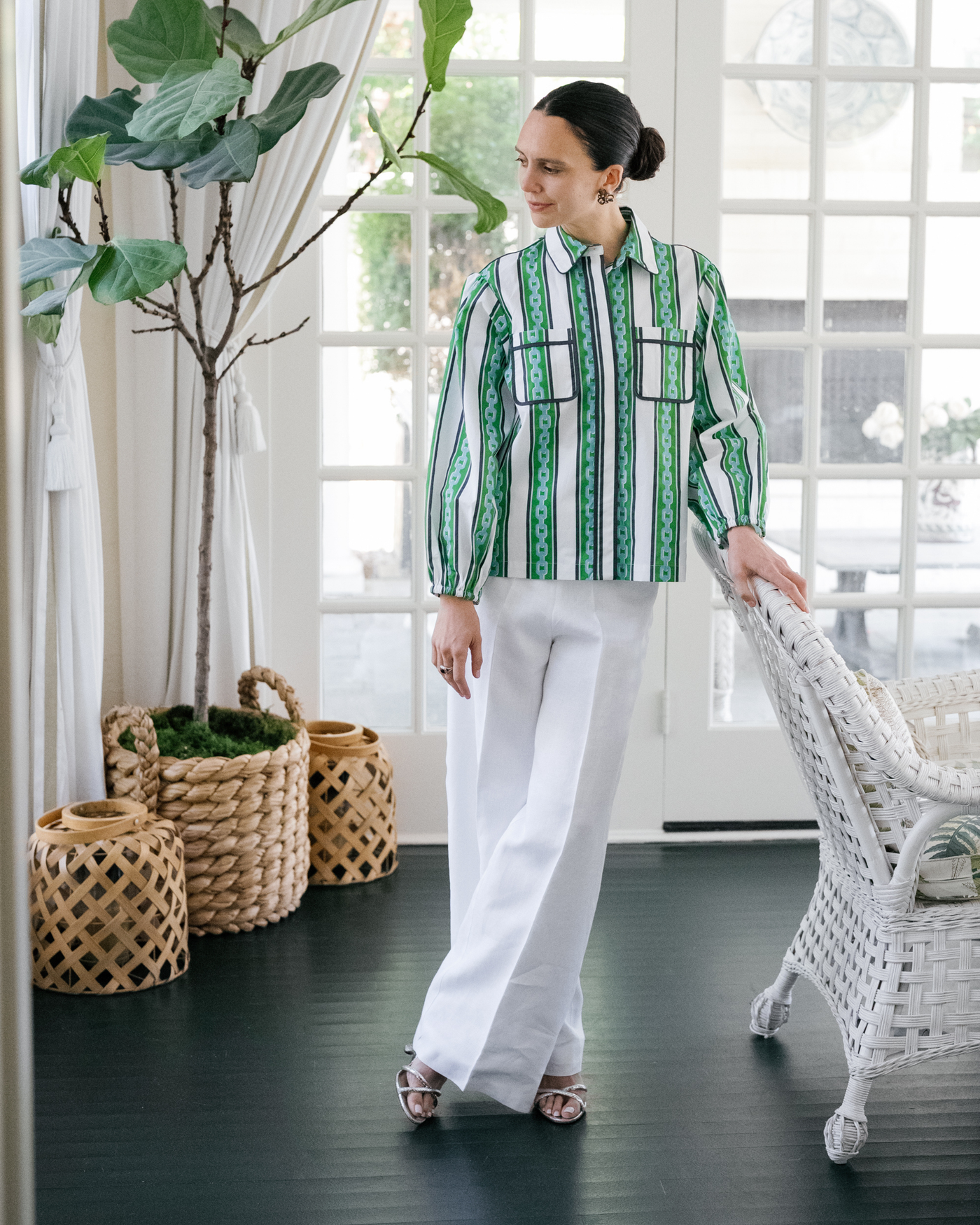 Quinn Top in Chain Stripe Top Katie Kime