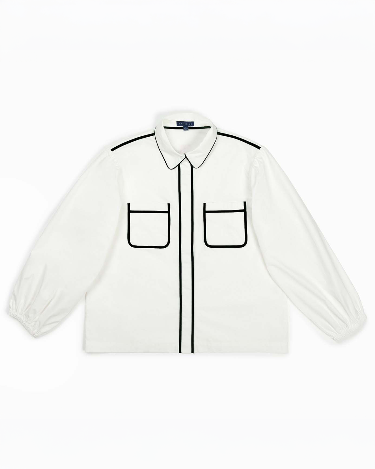 Quinn Top with Black Piping Top Katie Kime