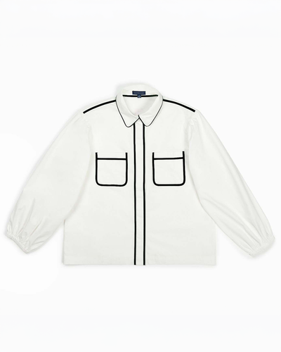 Quinn Top with Black Piping Top Katie Kime