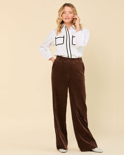 Quinn Top with Black Piping Top Katie Kime