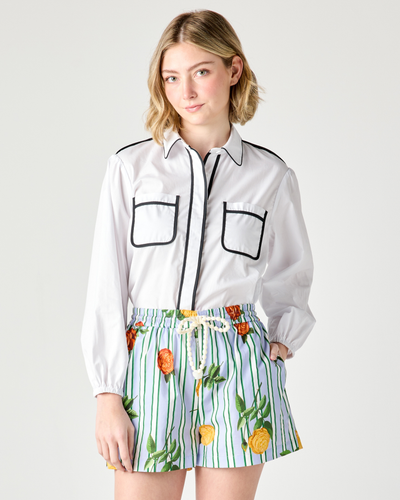 Quinn Top with Black Piping Top Katie Kime