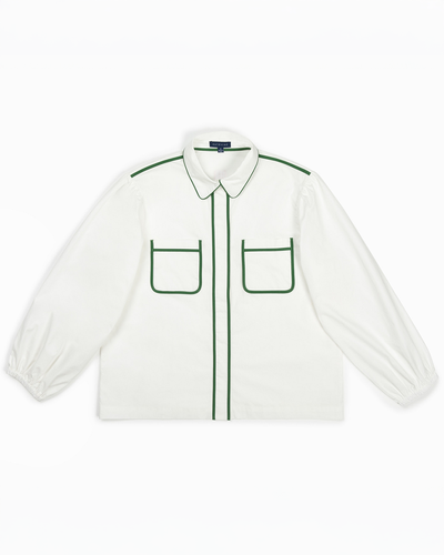 Quinn Top with Green Piping Top Katie Kime