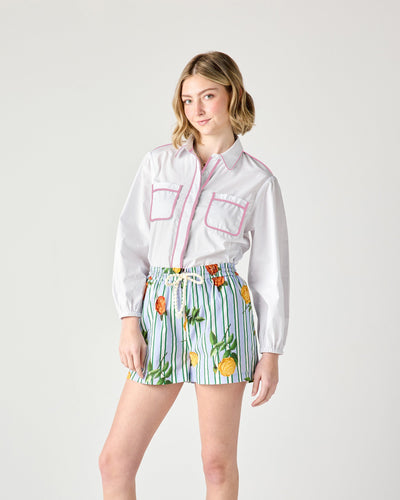 Quinn Top with Pink Piping Top Katie Kime