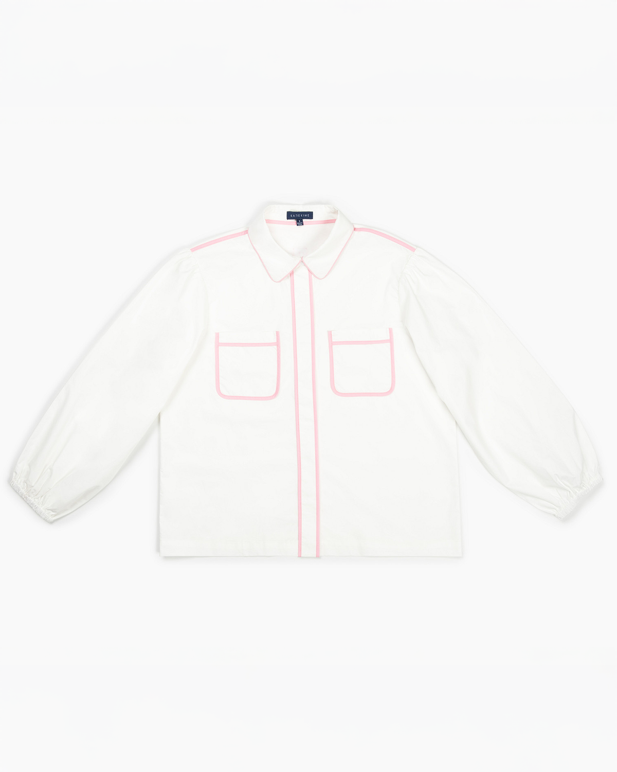 Quinn Top with Pink Piping Top Katie Kime