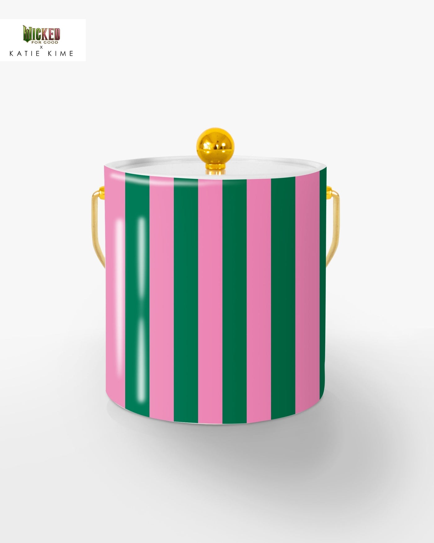 Retro Stripe Ice Bucket Ice Bucket Pink Green / Gold Katie Kime