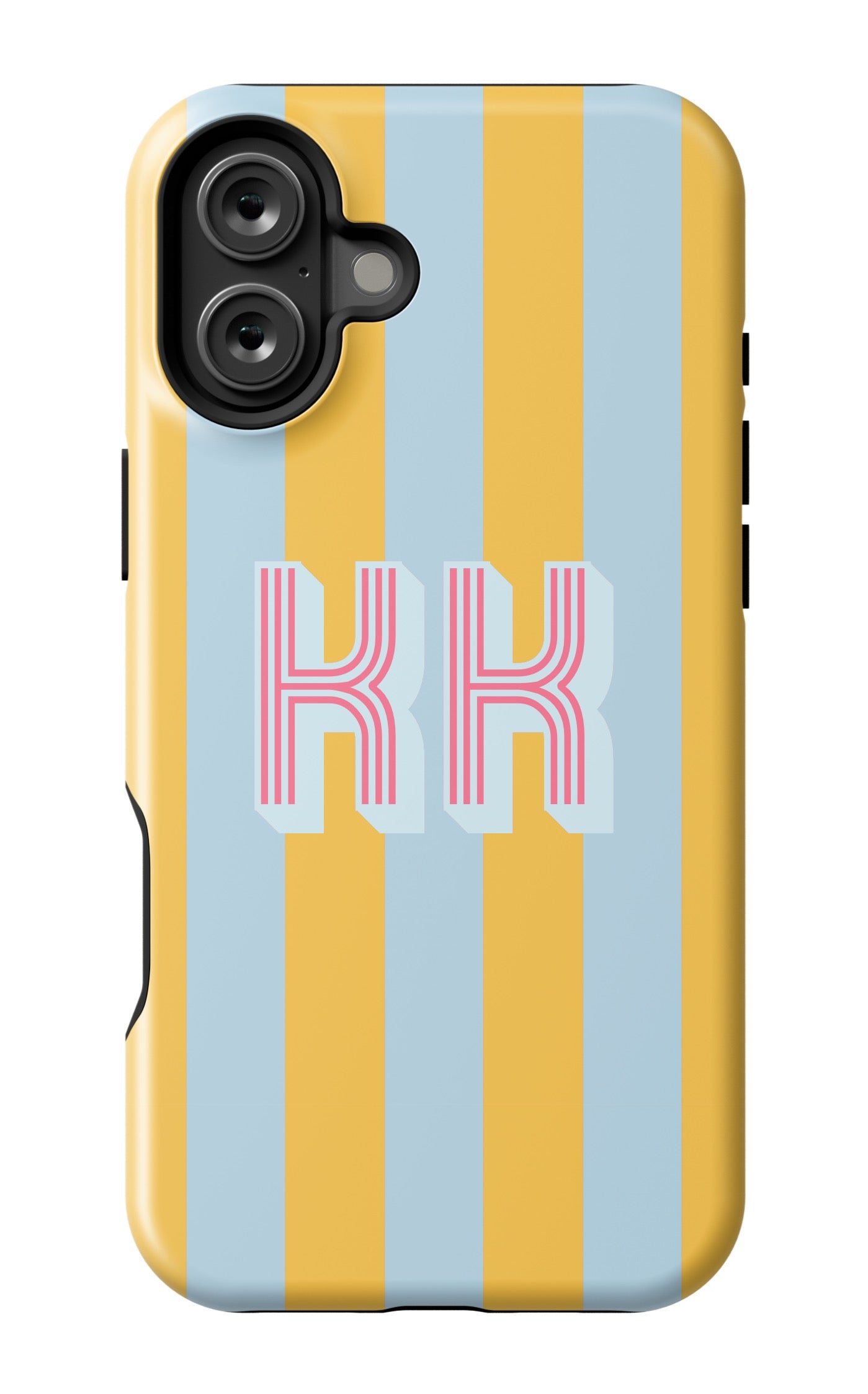 Retro Stripe iPhone 16 Case Phone Case Light Blue Yellow / iPhone 16 / Tough Katie Kime