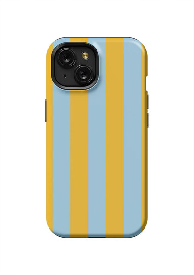 Retro Stripe iPhone Case Phone Case Light Blue Yellow / iPhone 15 / Tough Katie Kime