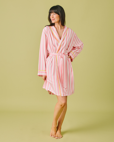 Retro Stripe Lounge Robe Robe Pink / One Size Fits Most Katie Kime