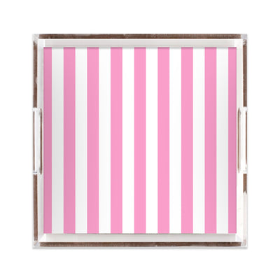 Retro Stripe Lucite Tray Lucite Trays Pink / 12x12 Katie Kime