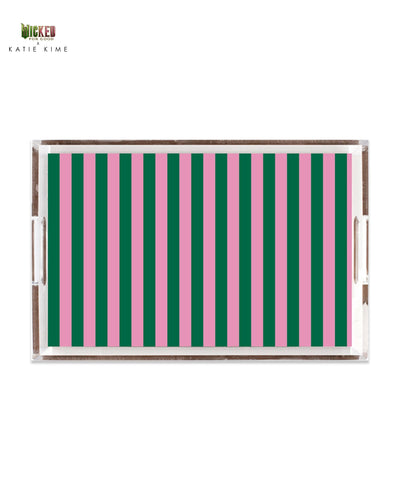 Retro Stripe Lucite Tray Lucite Trays Pink Green / 11x17 Katie Kime