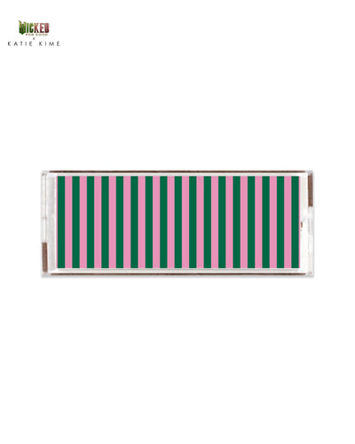 Retro Stripe Lucite Tray Lucite Trays Pink Green / 11x4 Katie Kime