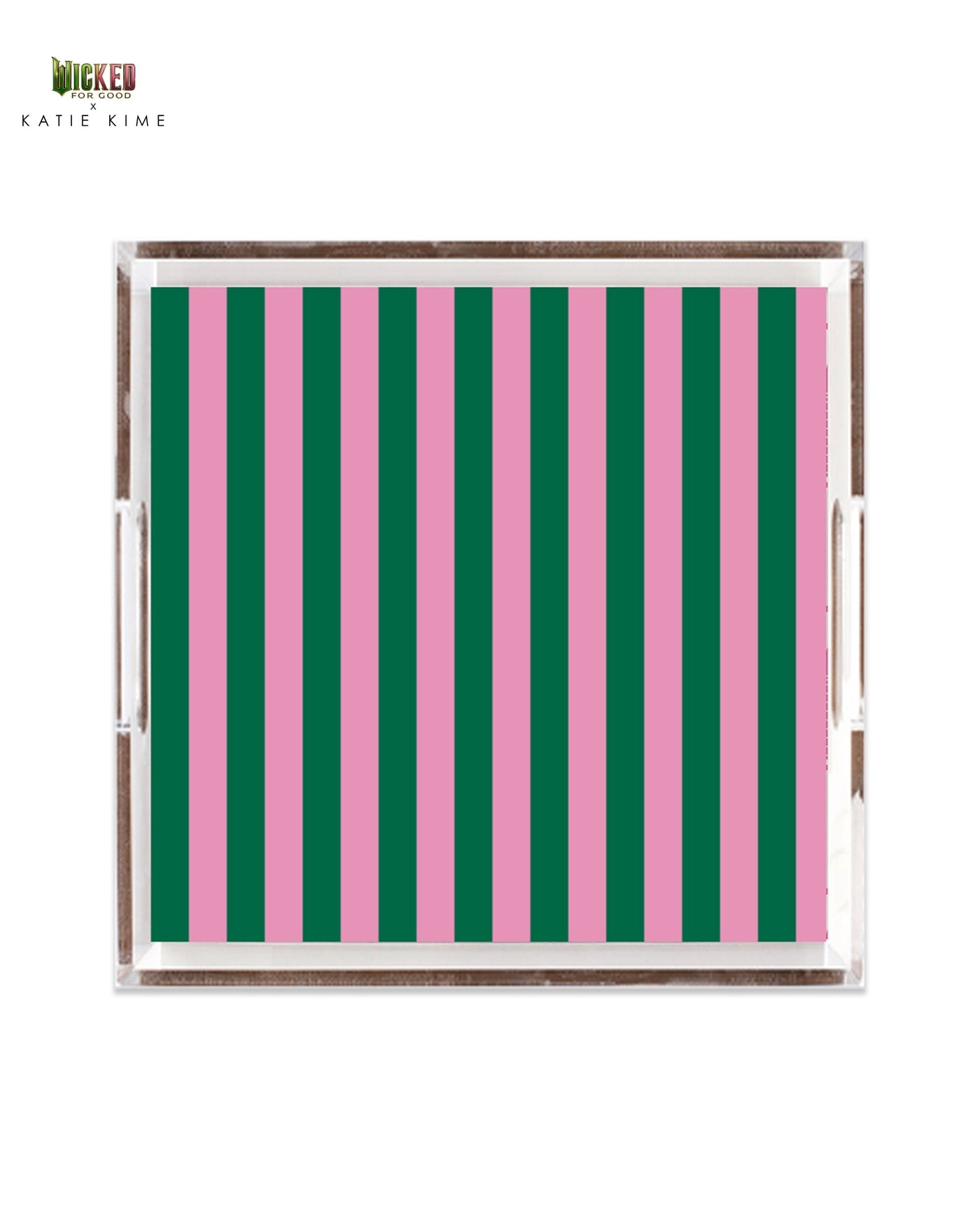 Retro Stripe Lucite Tray Lucite Trays Pink Green / 12x12 Katie Kime