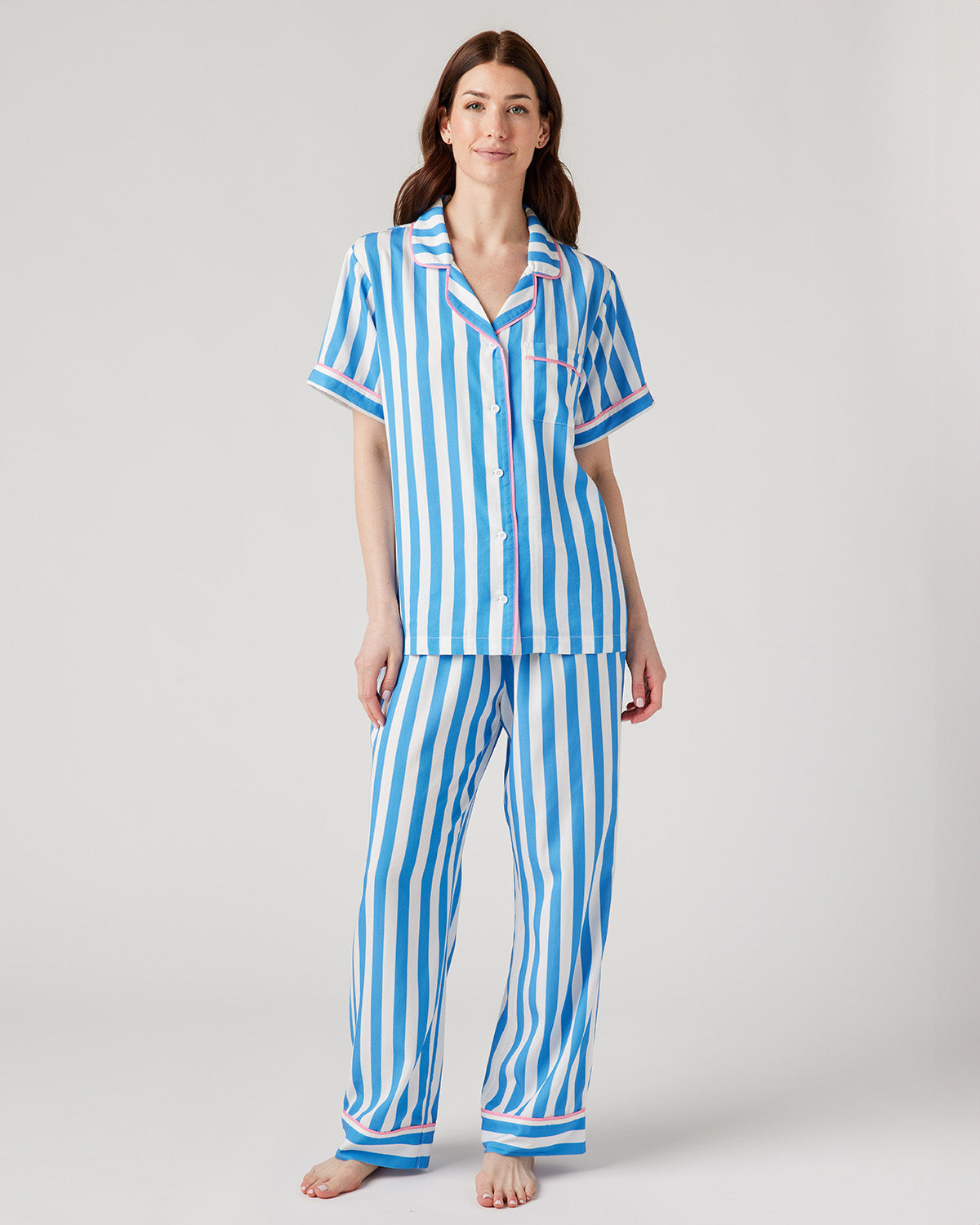 Retro Stripe Pajama Pants Set Pajama Set Blue / XS Katie Kime