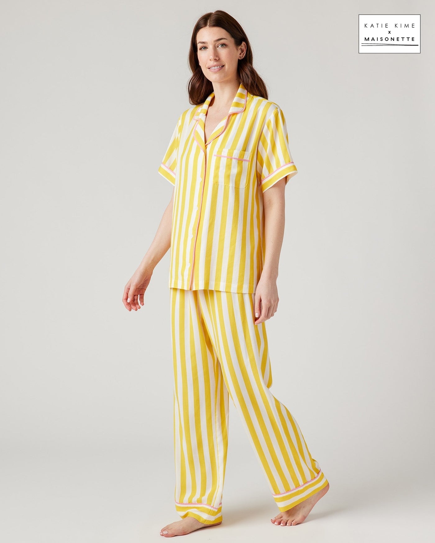 Retro Stripe Pajama Pants Set Pajama Set Katie Kime