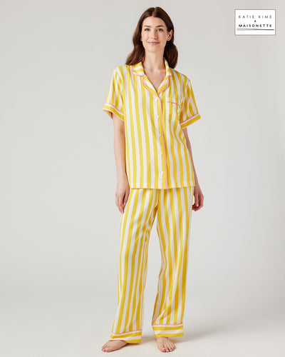 Retro Stripe Pajama Pants Set Pajama Set Yellow / XXS Katie Kime