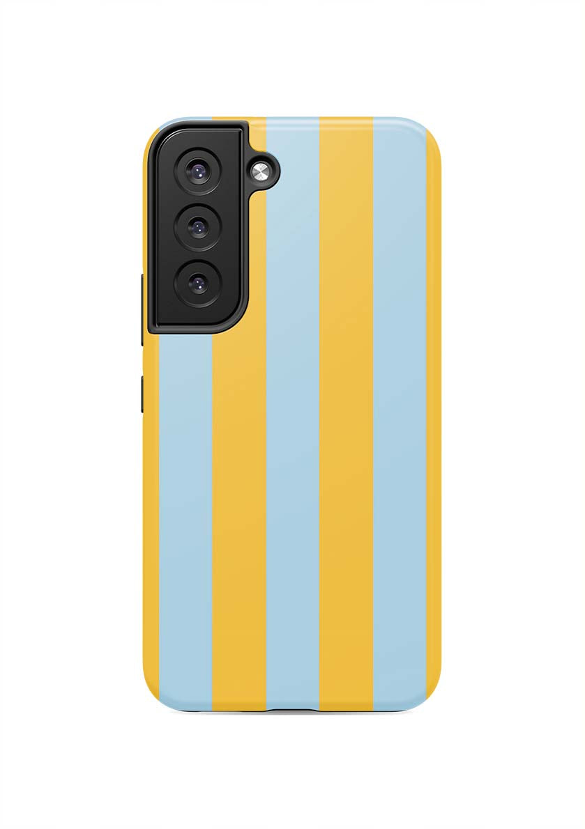 Retro Stripe Samsung Phone Case Phone Case Light Blue Yellow / Galaxy S22 / Tough Katie Kime