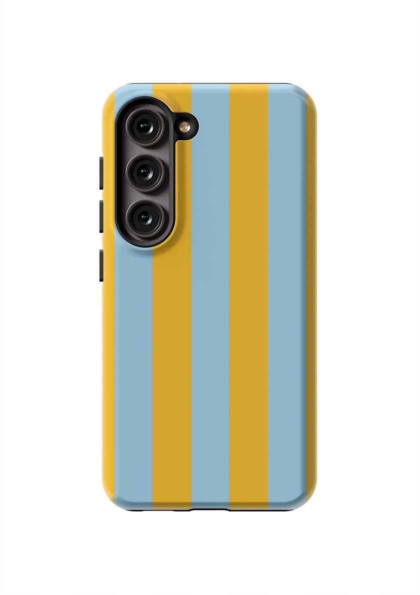 Retro Stripe Samsung Phone Case Phone Case Light Blue Yellow / Galaxy S23 / Tough Katie Kime