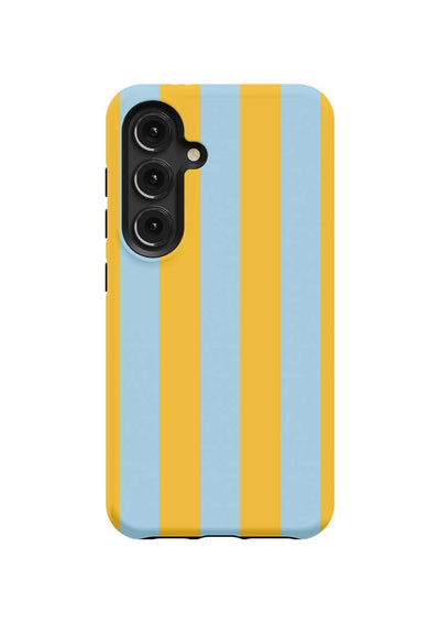 Retro Stripe Samsung Phone Case Phone Case Light Blue Yellow / Galaxy S24 / Tough Katie Kime