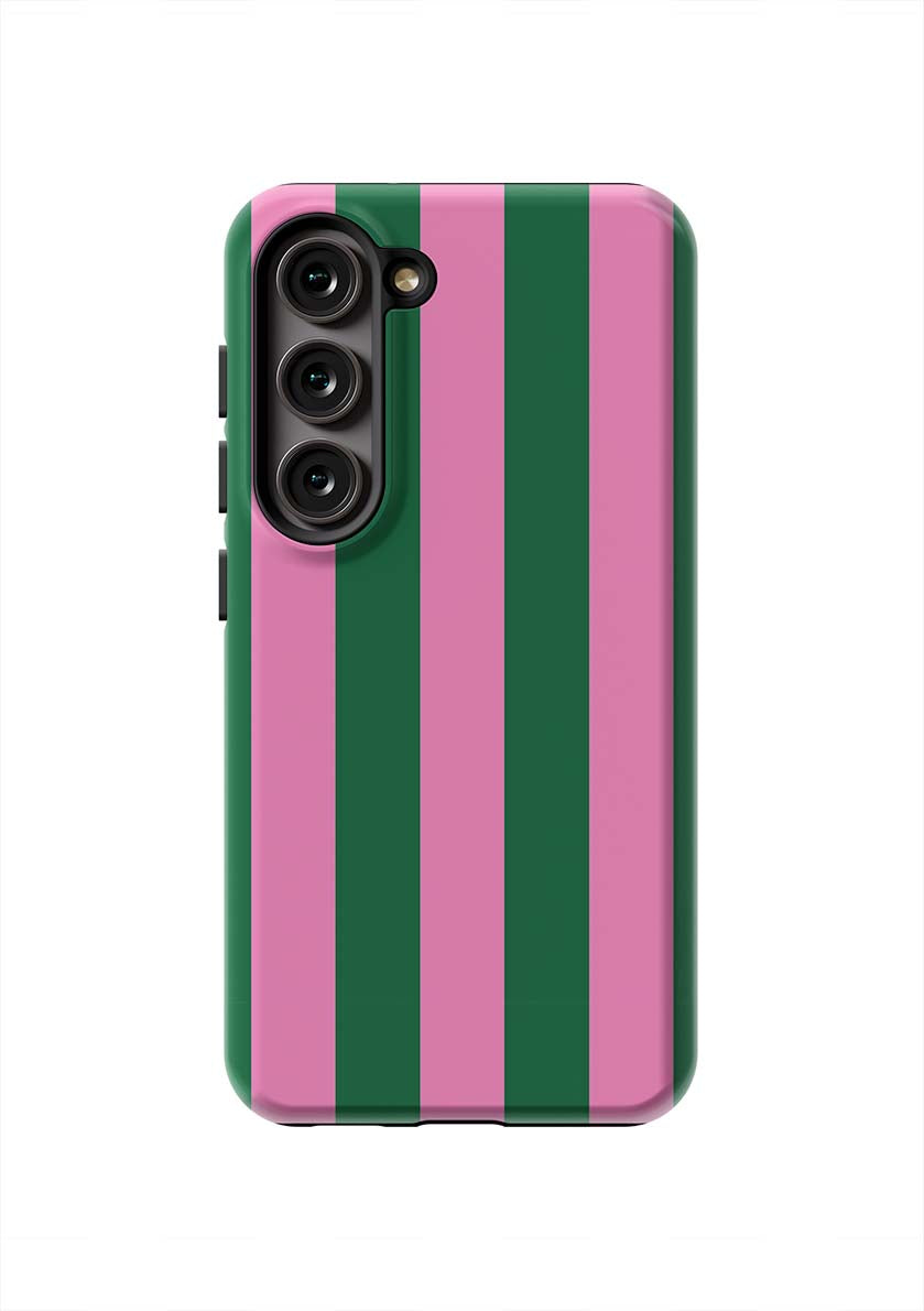 Retro Stripe Samsung Phone Case Phone Case Pink Green / Galaxy S23 / Tough Katie Kime