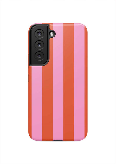 Retro Stripe Samsung Phone Case Phone Case Pink Red / Galaxy S22 / Tough Katie Kime