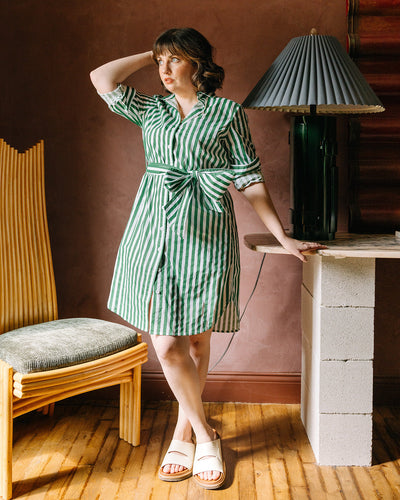 Retro Stripe Sophia Shirtdress Dress Green / L Katie Kime