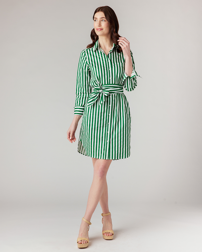 Retro Stripe Sophia Shirtdress Dress Green / XS Katie Kime