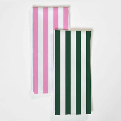 Retro Stripe- Tea Towel Set Tea Towel Pink Green Katie Kime