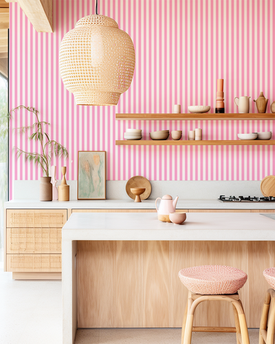 Retro Stripe Traditional Wallpaper Wallpaper Citrus / Single Roll Katie Kime