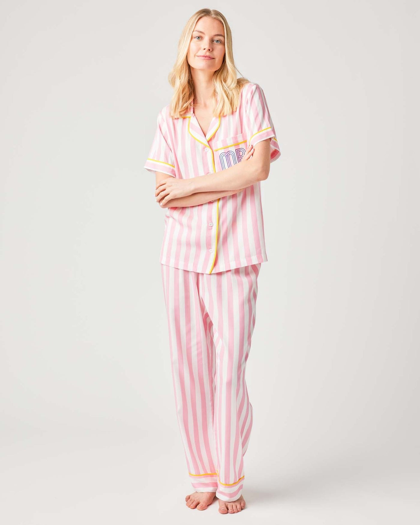 Pajama Set Retro Striped Pajama Pants Set Katie Kime