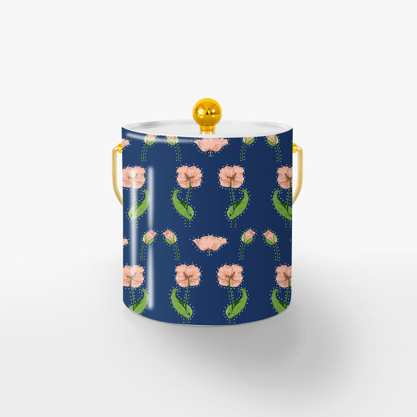 Rhinestone Flower Ice Bucket Ice Bucket Navy / Gold Katie Kime