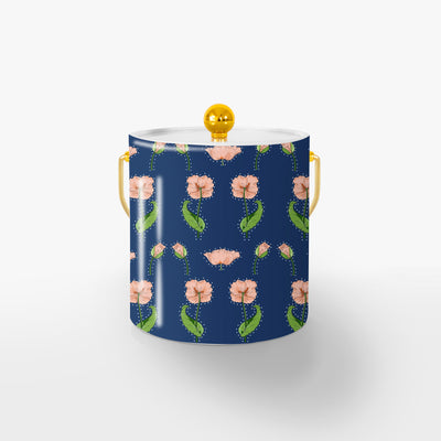 Rhinestone Flower Ice Bucket Ice Bucket Navy / Gold Katie Kime
