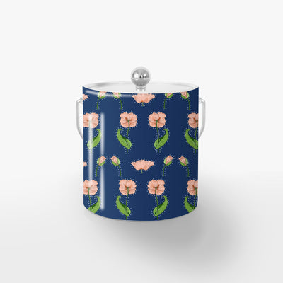 Rhinestone Flower Ice Bucket Ice Bucket Navy / Silver Katie Kime