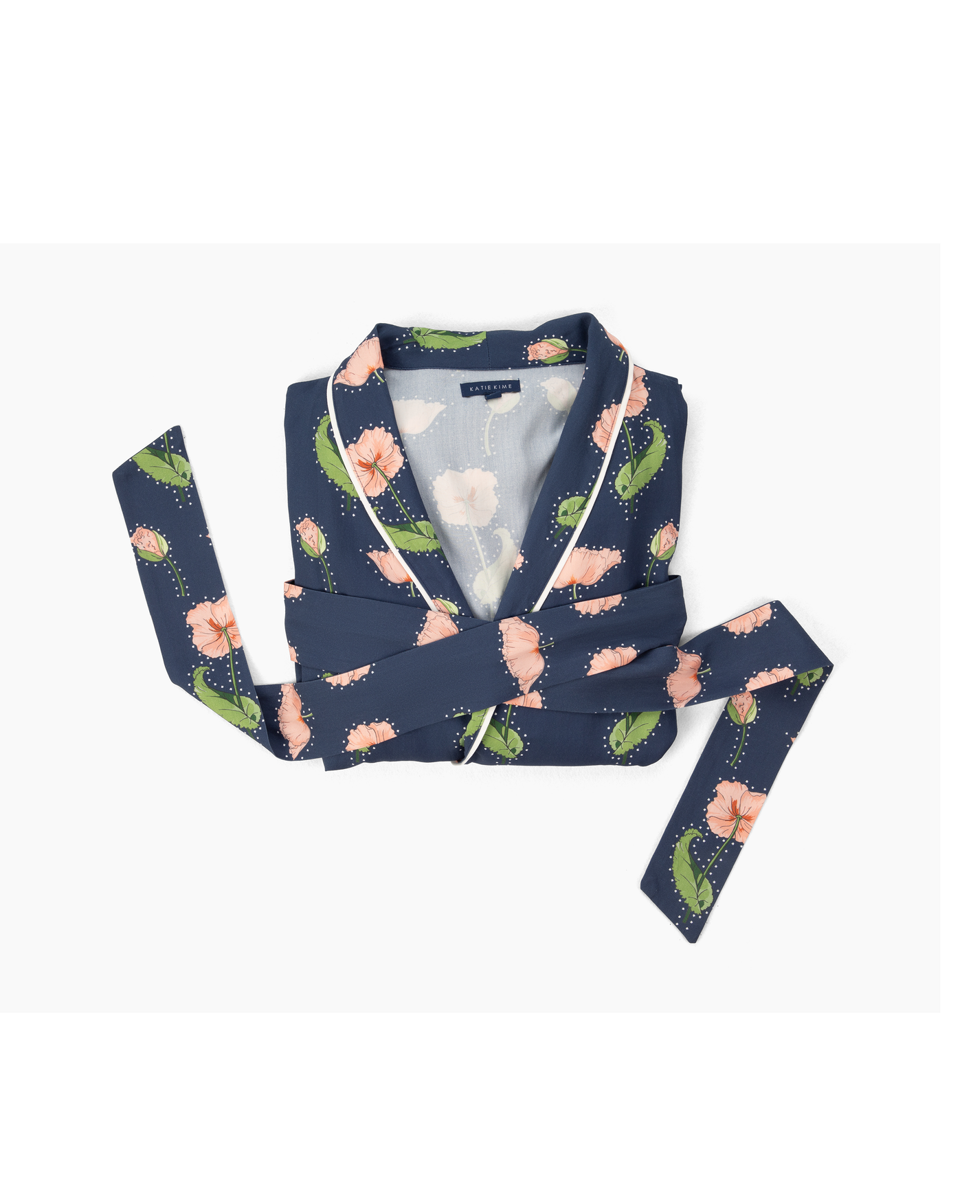 Rhinestone Flower Lounge Robe Robe Navy / One Size Fits Most Katie Kime