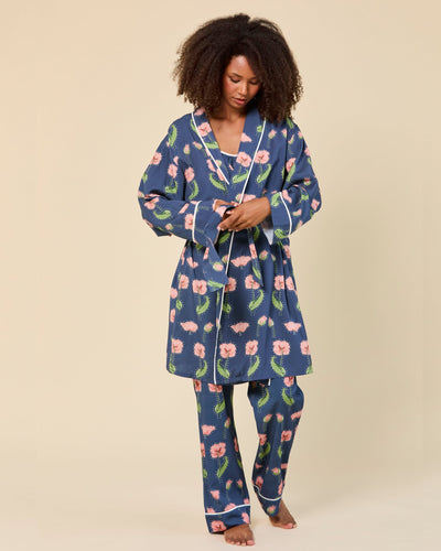 Rhinestone Flower Lounge Robe Robe Navy / One Size Fits Most Katie Kime