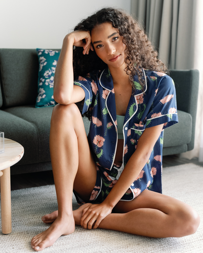 Rhinestone Flower Pajama Shorts Set Pajama Set Katie Kime